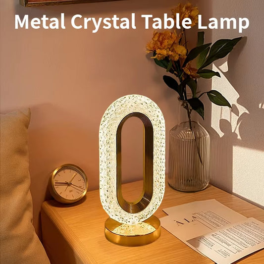 💎💡 Modern Luxury Oval USB Rechargeable Crystal Table Lamp | Perfect for Living Room, Bedroom & Bedside Atmosphere Night Light