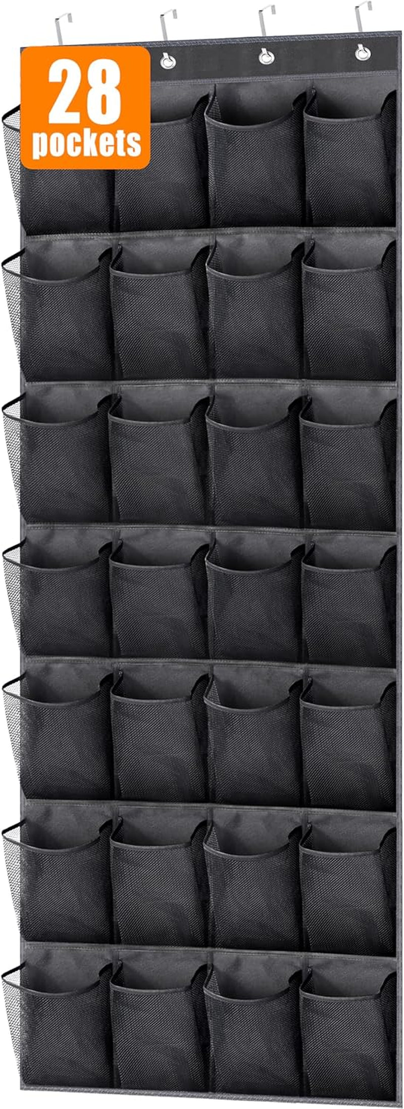 28-Pocket Over-the-Door Shoe Organizer - Mesh Storage Solution for Closet Doors, Black 🔥 Upgrade Your Storage Game with the MISSLO 28-Pocket Shoe Organizer! 🔥