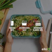 Ello Duraglass 10-Piece Meal Prep Set (3.4 Cup) in Evening Orchard – Glass Food Containers with Silicone Sleeves and BPA-Free Airtight Lids, Dishwasher, Microwave, and Freezer Safe