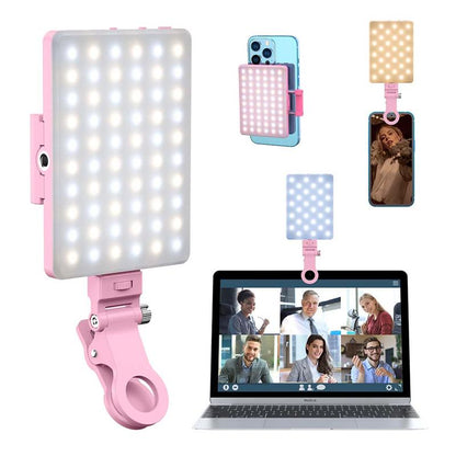 Square Clip Type Smartphone Selfie Light, Battery Powered LED Selfie Fill Light Clip, Phone Camera Video Light Lamp, LED Light Phone Clip for Tablet Live Streaming Makeup Vlog, Selfie Light Accessories