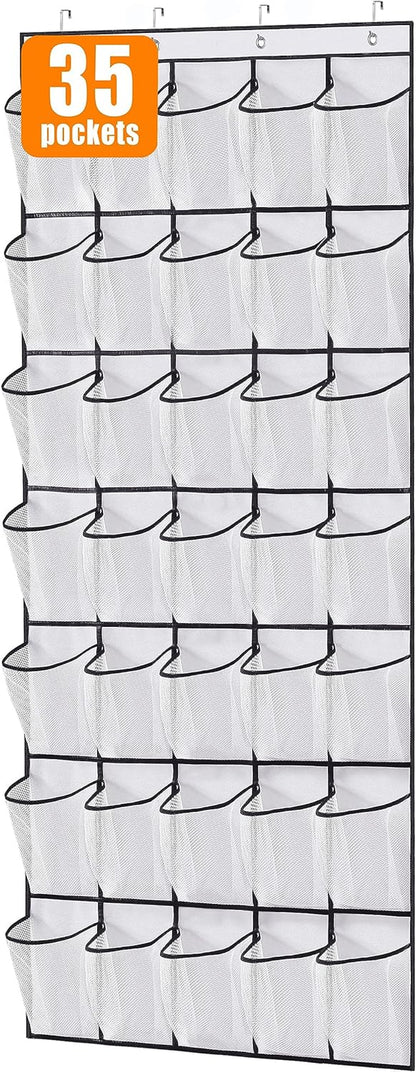 28-Pocket Over-the-Door Shoe Organizer - Mesh Storage Solution for Closet Doors, Black 🔥 Upgrade Your Storage Game with the MISSLO 28-Pocket Shoe Organizer! 🔥