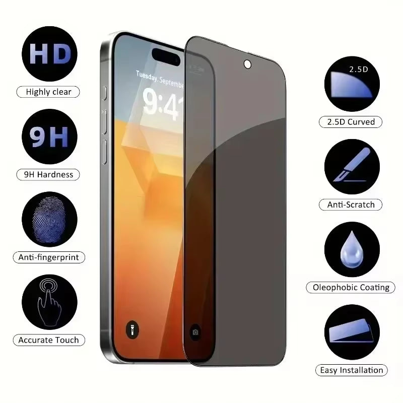 **🔒 5-Pack Anti-Spy Privacy  🔒 5-Pack Anti-Spy Privacy Screen Protectors for iPhone 15 & More – Full Cover Tempered Glass Shield! 📱✨