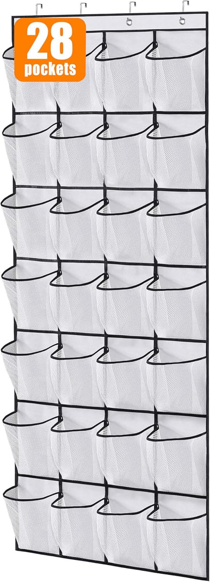 28-Pocket Over-the-Door Shoe Organizer - Mesh Storage Solution for Closet Doors, Black 🔥 Upgrade Your Storage Game with the MISSLO 28-Pocket Shoe Organizer! 🔥