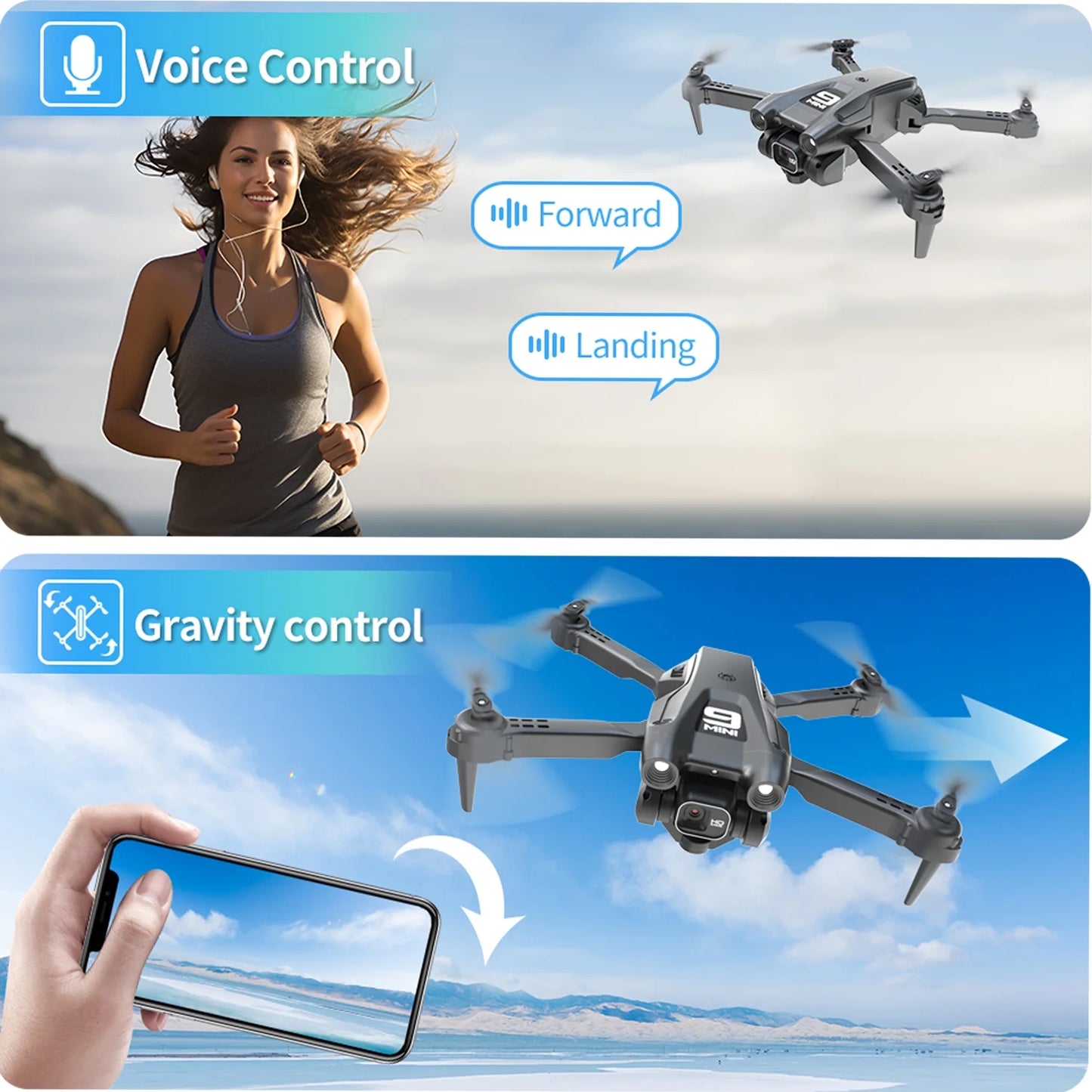 Foldable Drone with 1080P HD FPV Camera, WiFi RC Quadcopter, 360° Flip, Waypoint Flight - Ideal for Kids, Adults, and Beginners - Includes 2 Batteries - Black