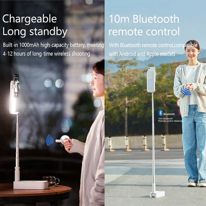 Elevate Your Selfie Game! 🌟📱 Check Out the New Portable LED Light Mobile Phone Stand - Perfect for Live Streaming & More! #SelfieStand #Bluetooth #LiveStreaming