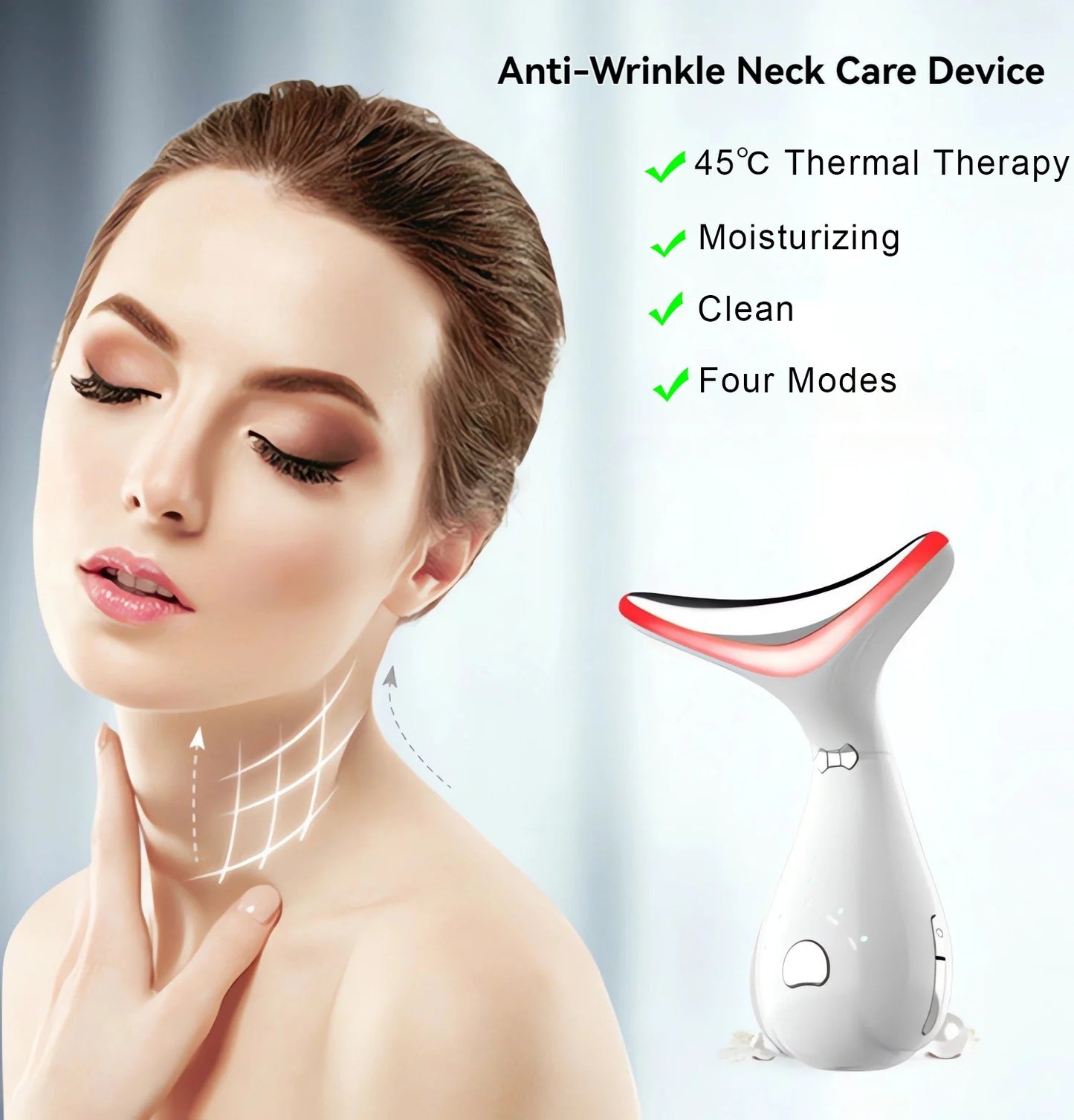 Neck Face Beauty Device: 3-in-1 Portable Facial Massager for Skin Care, Sculpting, Vibration, Thermal, and Microcurrent Therapy