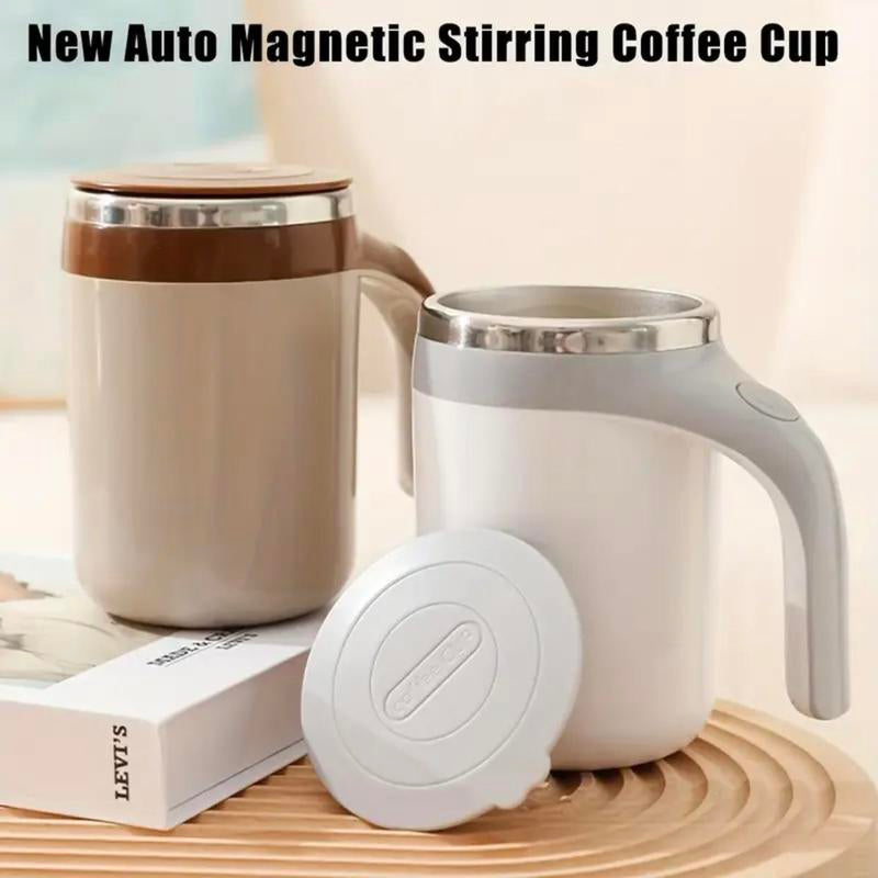 Magnetic Rotating Electric Stainless Steel Mug, 1 Count Portable Automatic Mixing Coffee Cup, Durable Drinking Cup for Home Office