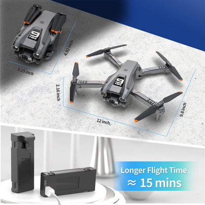 Foldable Drone with 1080P HD FPV Camera, WiFi RC Quadcopter, 360° Flip, Waypoint Flight - Ideal for Kids, Adults, and Beginners - Includes 2 Batteries - Black