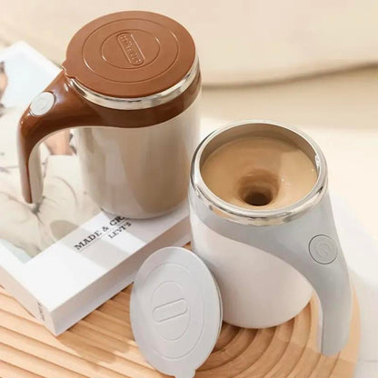 Magnetic Rotating Electric Stainless Steel Mug, 1 Count Portable Automatic Mixing Coffee Cup, Durable Drinking Cup for Home Office