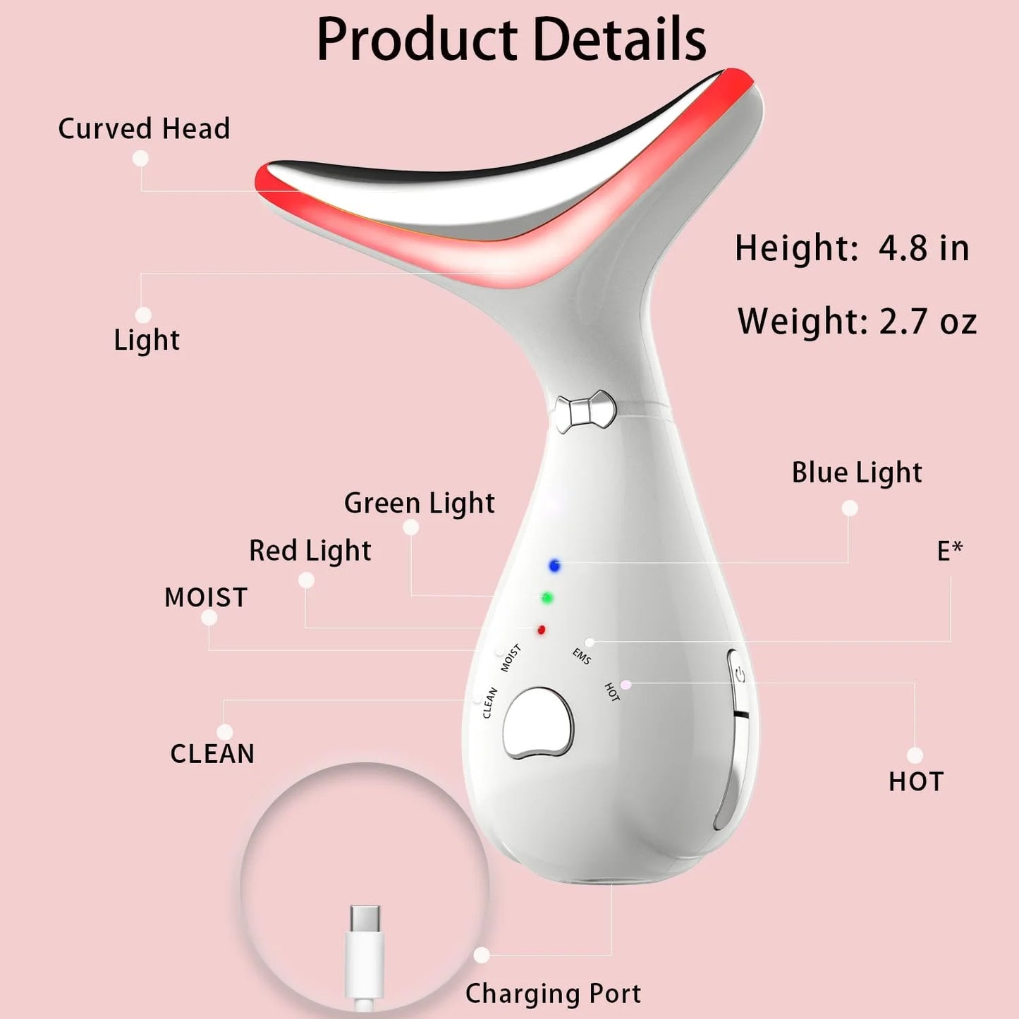 Neck Face Beauty Device: 3-in-1 Portable Facial Massager for Skin Care, Sculpting, Vibration, Thermal, and Microcurrent Therapy